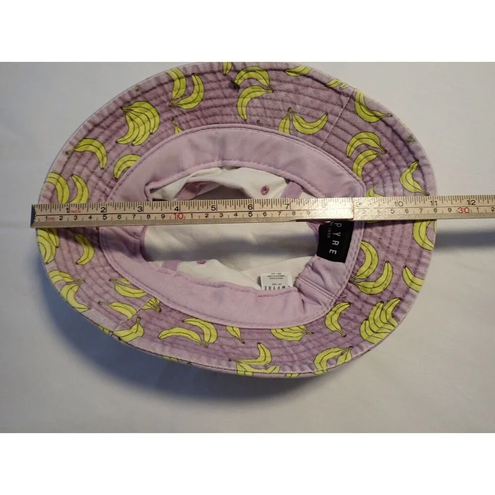 Empyre Bucket Hat Unisex One Size Banana Print Lilac Purple 100% Cotton Brim